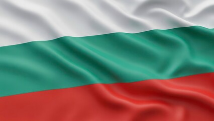 Bulgaria National Flag Waving White Green Red Fabric Background