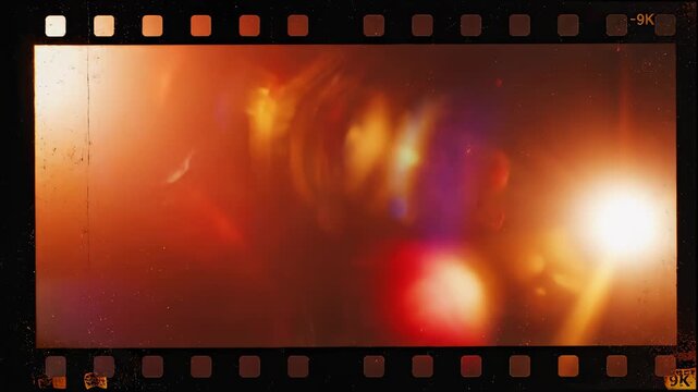 Abstract Light Leak Effect on Film Grain Texture With Dust and Scratches