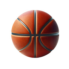High-quality 3D rendered basketball featuring a realistic orange leather texture with clearly defined black channel lines. Isolated on a white background, this detailed illustration is ideal for sport