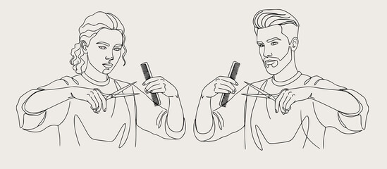 Hairdresser Styling Hair Beauty Salon Vector Illustration