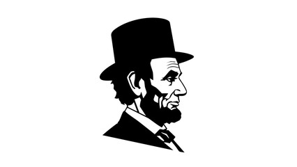 Obraz premium Silhouette of Abraham Lincoln in a top hat and formal attire 