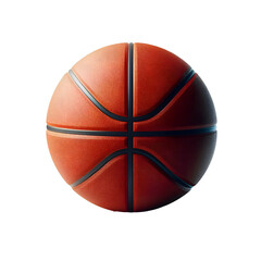 High-quality 3D rendered basketball featuring a realistic orange leather texture with clearly defined black channel lines. Isolated on a white background, this detailed illustration is ideal for sport