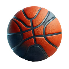 High-quality 3D rendered basketball featuring a realistic orange leather texture with clearly defined black channel lines. Isolated on a white background, this detailed illustration is ideal for sport