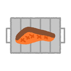 手書き風のシンプルアイコンイラスト　グリル