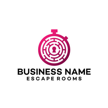 Maze Logo template , Escape Rooms Logo template designs vector illustration