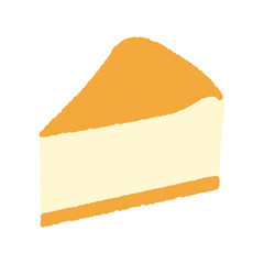 手書き風の単品アイコンイラスト　食べ物　チーズケーキ
