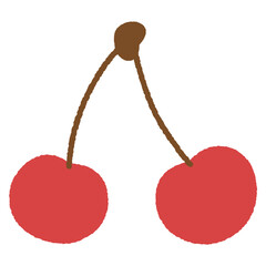 手書き風の単品アイコンイラスト　果物　チェリー