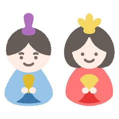 手書き風のシンプルアイコンイラスト　ひな人形