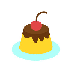 手書き風の単品アイコンイラスト　食べ物　プリン