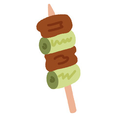手書き風の単品アイコンイラスト　料理　焼き鳥