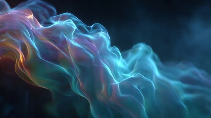 Obraz premium Abstract, ethereal, and colorful smoke drifting gently in a dark background, creating a mesmerizing and dreamlike atmosphere