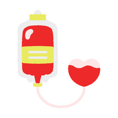 手書き風の単品アイコンイラスト　輸血パック　血液