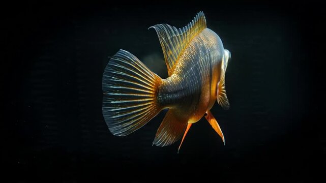 Cinematic Studio Portrait of a Colorful Cichlid Fish in Dark Water