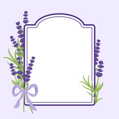 Lavender floral frame illustration in elegant pastel style for invitations, greeting cards, posters, packaging, and decorative design projects.