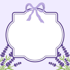 Lavender floral frame illustration in soft pastel style for greeting cards, wedding invitations, labels, packaging, and elegant decorative designs. © nisaanisa