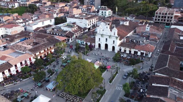 El Retiro, Antioquia - Colombia. December 13, 2025. Panoramic drone view of the town, located 32.3 km from Medellin.