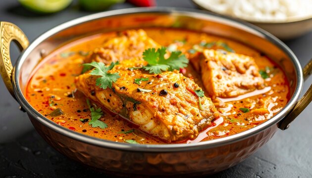 Macher Kalia Royal Fish Curry. Traditional Indian Food