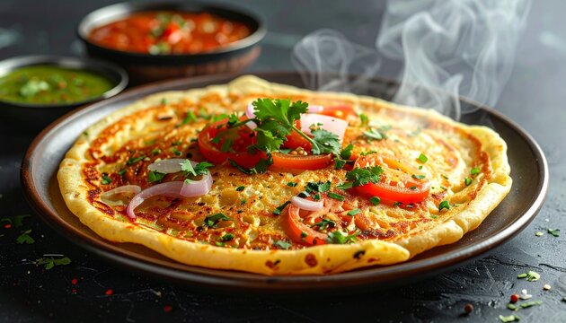 Uttapam Vegetable Topping. Traditional Indian Food
