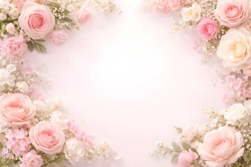 Romantic Floral Valentine Background with Soft Pastel Copy Space