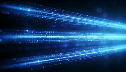 abstract futuristic digital data transmission background with glowing blue horizontal fiber optic lines high speed internet connectivity and network cybersecurity concept - Powered by Adobe