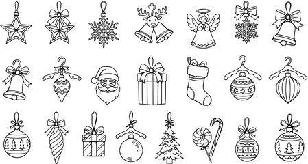 Obraz premium Hand-drawn Christmas Ornaments and Decorations Clipart Collection