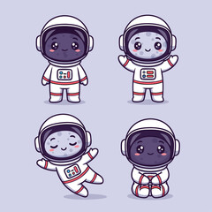Obraz premium Cute Astronaut Characters Set.