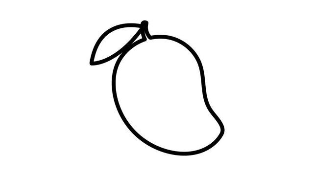 orange mango with green leaf on white background