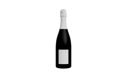 3D Render Champagne Bottle on White background