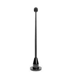 3D Render Black Microphone on Stand Against White background