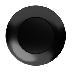 3D Render Black Ceramic Plate on White background