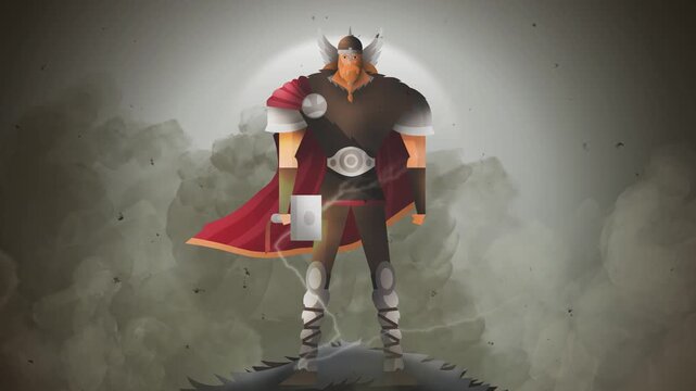 thor the norse god of thunder wielding his hammer