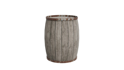 Obraz premium 3D Render Vintage Wooden Barrel on White background