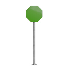 3D Render Green Blank Stop Sign on White background