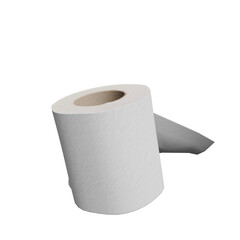 3D Render Single Toilet Paper Roll on White background