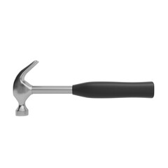 3D Render Metal Hammer with Black Handle on White background