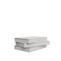 3D Render Stack of Blank White Books on White background