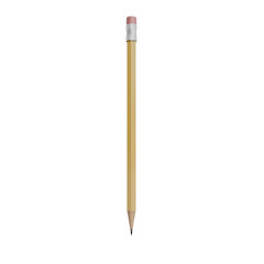 3D Render Yellow Wooden Pencil on White background