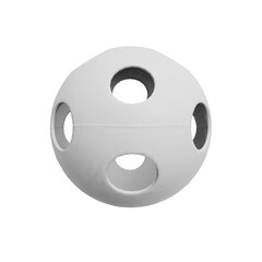 3D Render White Geometric Sphere with Circular Cutouts