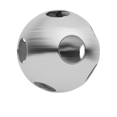 3D Render Metallic Sphere with Circular Cutouts