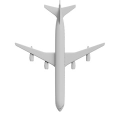 3D Render Top View of Airplane Silhouette on White background