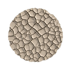 Realistic, high-detail patch of dry cracked clay, forming intricate beige polygons, perfect for environmental awareness campaigns, arid landscape designs, or a drought-themed Earth Day graphic.