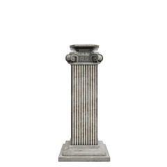 3D Render Ancient Marble Column Isolated on Black