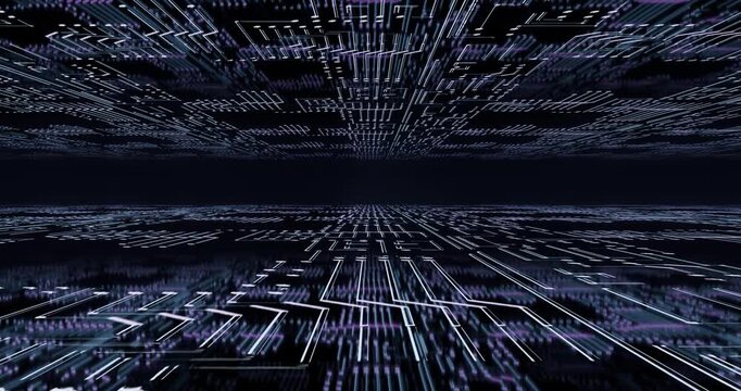 Futuristic Digital Grid with Glowing Lines looping animation