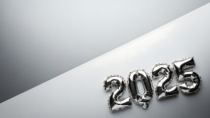 Happy new year 2025 celebration with silver balloons