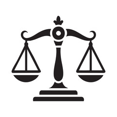 Justice Balance Icon, Law and Legal Symbol, Silhouette Style, Balance, Equality, Court, Judgment Vector