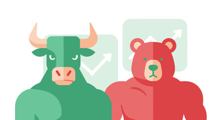 Obraz premium Bull and Bear Market Symbols Explained.