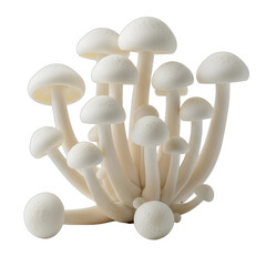 Delicate beech mushrooms with small white caps, sharp focus, high detail, soft lighting, ideal for culinary blogs, natural food packaging, gourmet recipe designs, and autumn harvest themes.