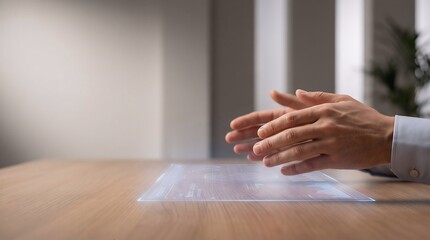 Photorealistic concept of AI decision intelligence assisting calm strategic business thinking. Ideal for analytics, leadership, and future decision-making visuals