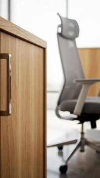 Modern gray office chair in minimalist workspace