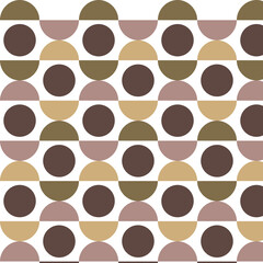 Earth Tone Geometric Circle and Half Circle Seamless Pattern Background